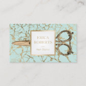 美容師金ゴールドシザーミントモダンマーブルサロン 名刺 (正面)