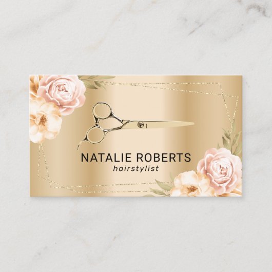 美容師金ゴールドシザーモダンフローラ 名刺 (正面)