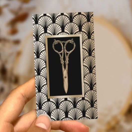 美容師金ゴールドシザーヴィンテージアールデコ 名刺