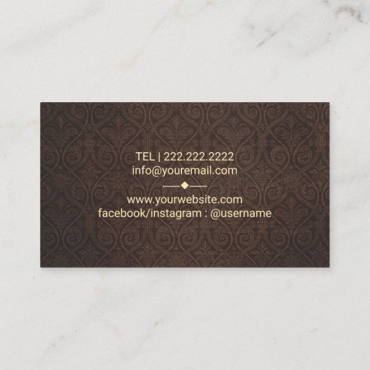 美容師金ゴールドシザーヴィンテージダマスク 名刺 (裏面)