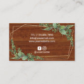 美容師金ゴールドシザー幾何緑色木材 名刺 (裏面)