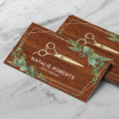 美容師金ゴールドシザー幾何緑色木材 名刺