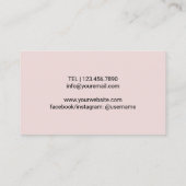 美容師金ゴールドシザー&ガールサロン赤面ピンク 名刺 (裏面)