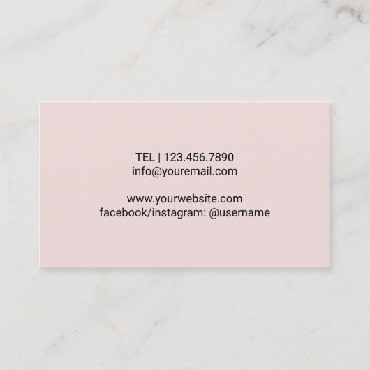 美容師金ゴールドシザー&ガールサロン赤面ピンク 名刺 (裏面)