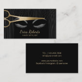 美容師金ゴールドシザー&ガールヘアサロンブラック 名刺 (正面/裏面)