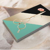 美容師金ゴールドシザー&フラワーモダンストライプズ 名刺