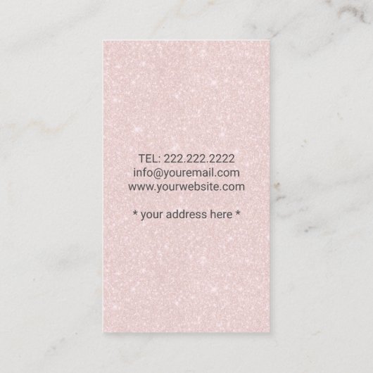 美容師金ゴールドシザー&フラワー赤面ピンク 名刺 (裏面)