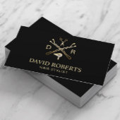 美容師金ゴールドシザー&ヘアドライヤーロゴサロン 名刺