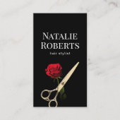 美容師金ゴールドシザー&レッドローズフラワーサロン 名刺 (正面)