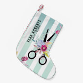 美容師金ゴールドシザー&美しいクリスマス スモールクリスマスストッキング (正面 (吊り時))