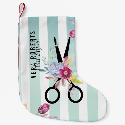 美容師金ゴールドシザー&美しいクリスマス スモールクリスマスストッキング (正面)