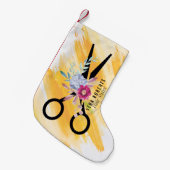 美容師金ゴールドシザー&美しいサロンクリスマス スモールクリスマスストッキング (正面 (吊り時))