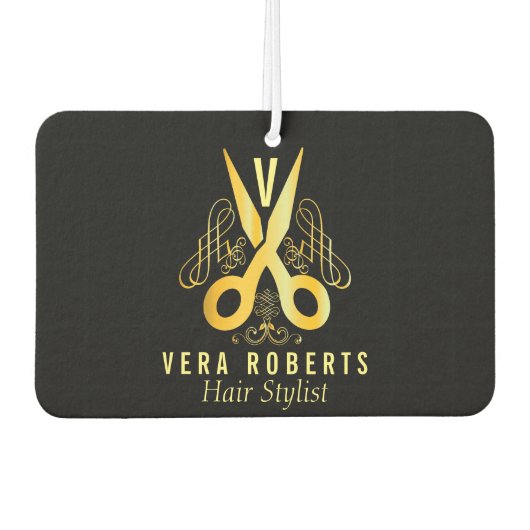 美容師金ゴールドシザー&美しいサロン カーエアーフレッシュナー (正面)