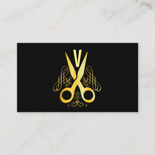 美容師金ゴールドシザー&美しいサロン 名刺 (正面)