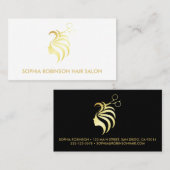 美容師金ゴールドスクリプトはさみカスタム 名刺 (正面/裏面)