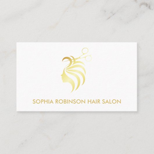美容師金ゴールドスクリプトはさみカスタム 名刺 (正面)