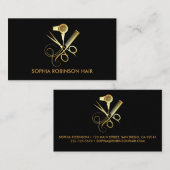 美容師金ゴールドスクリプトはさみドライヤーコーム 名刺 (正面/裏面)