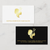 美容師金ゴールドスクリプトはさみユニセックスカスタム 名刺 (正面/裏面)
