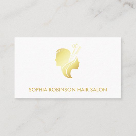 美容師金ゴールドスクリプトはさみユニセックスカスタム 名刺 (正面)