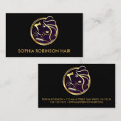 美容師金ゴールドスクリプトはさみ櫛乾燥機 名刺 (正面/裏面)