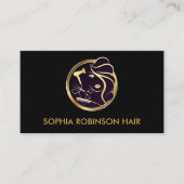 美容師金ゴールドスクリプトはさみ櫛乾燥機 名刺 (正面)