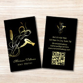 美容師金ゴールドスタイリッシュシザーコードqrコードブラック 名刺