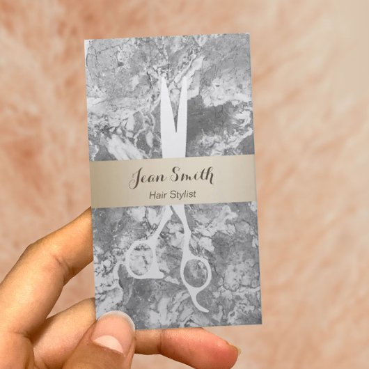 美容師金ゴールドストライプのマーブルストーンアポイントメント 予約カード