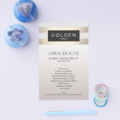 美容師金ゴールドストライプヘアサロンとスパ チラシ (シングル)