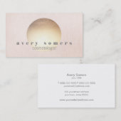 美容師金ゴールドゼンサークルピンクリネンルック 名刺 (正面/裏面)