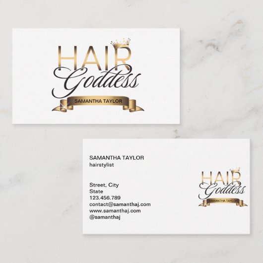 美容師金ゴールドタイポグラフィの美容室バス 名刺 (正面/裏面)