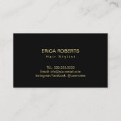 美容師金ゴールドタイポグラフィモダンエレガントサロン 名刺 (裏面)
