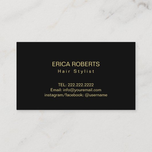 美容師金ゴールドタイポグラフィモダンエレガントサロン 名刺 (裏面)