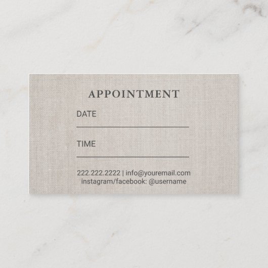 美容師金ゴールドタイポグラフィリネンアポイントメント 予約カード (裏面)