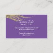 美容師金ゴールドタイポグラフィ美しいサロン紫 名刺 (裏面)