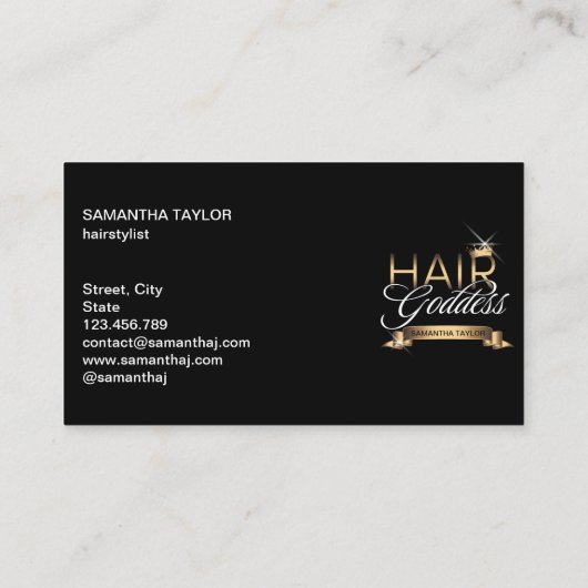 美容師金ゴールドタイポグラフィ美容師 名刺 (裏面)