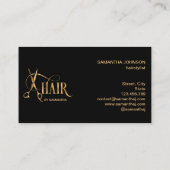 美容師金ゴールドタイポグラフィ鋏 名刺 (裏面)