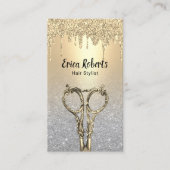 美容師金ゴールドドリップスシルバーグリッターサロン 名刺 (正面)
