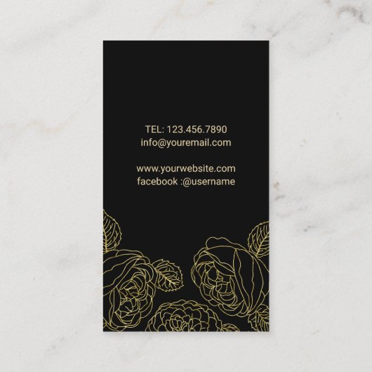 美容師金ゴールドフローラボタニカルラインアートサロン 名刺 (裏面)