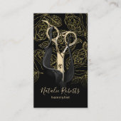 美容師金ゴールドフローラボタニカルラインアートサロン 名刺 (正面)