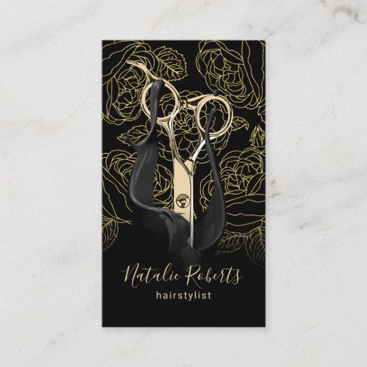 美容師金ゴールドフローラボタニカルラインアートサロン 名刺 (正面)