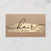 美容師金ゴールドブラシストロークサロン素朴クラフト 名刺 (正面)