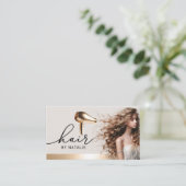 美容師金ゴールドヘアドライヤー美しいガールサロン 名刺 (スタンド正面)