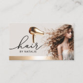 美容師金ゴールドヘアドライヤー美しいガールサロン 名刺 (正面)