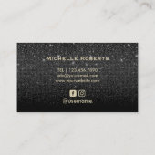 美容師金ゴールドモダンタイポグラフィブラックグリッター 名刺 (裏面)