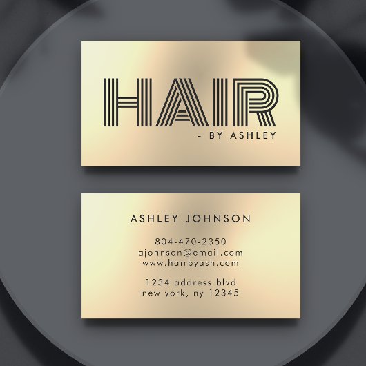 美容師金ゴールドモダン金属プロフェッショナル 名刺