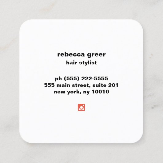 美容師金ゴールドレトロサングラス スクエア名刺 (裏面)