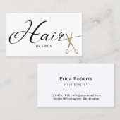 美容師金ゴールド切断サロンエレガントタイポグラフィ 名刺 (正面/裏面)