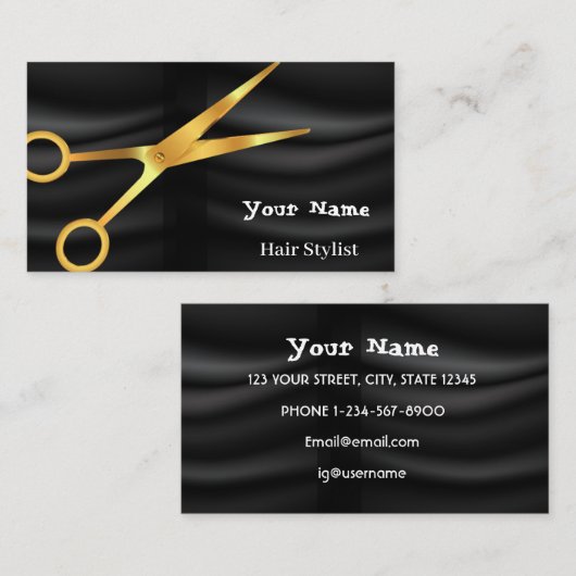 美容師金ゴールド裂美しいサロン黒布 名刺 (正面/裏面)
