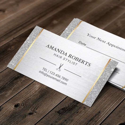 美容師銀グリッターサロンアポイントメント 予約カード