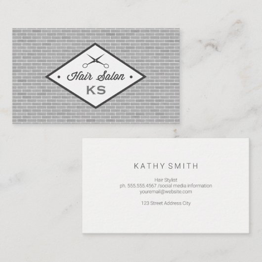美容師鋏 | レンガ壁 名刺 (正面/裏面)